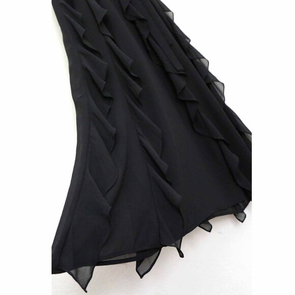 Bardot Emily Frill Maxi Dress with Ruffle Overlay 4 XS Black Dark Romantic $129 - Picture 9 of 16